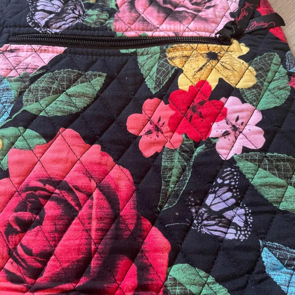 Vera Bradley Triple Zip Hipster Purse Parisian Paisley, Havana Rose, Charcoal - Picture 3 of 5